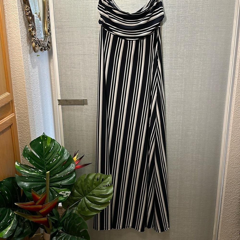 Banana Republic Blue white striped Tubetop maxi dress size M